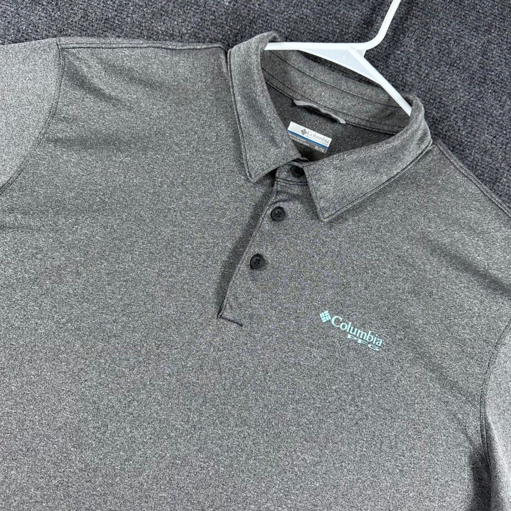 Columbia Polo Shirt Mens XL Extra Large PFG Gray Fishing Gear Short‎ Sleeve